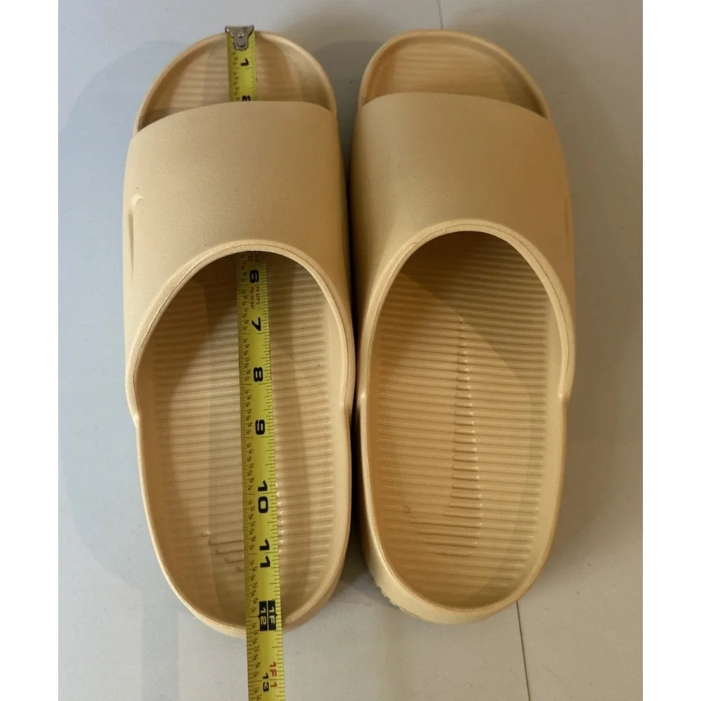 Nike Size M13/W14 Calm Slide Slip-On Sandals Sesame Logo Rubber Upper